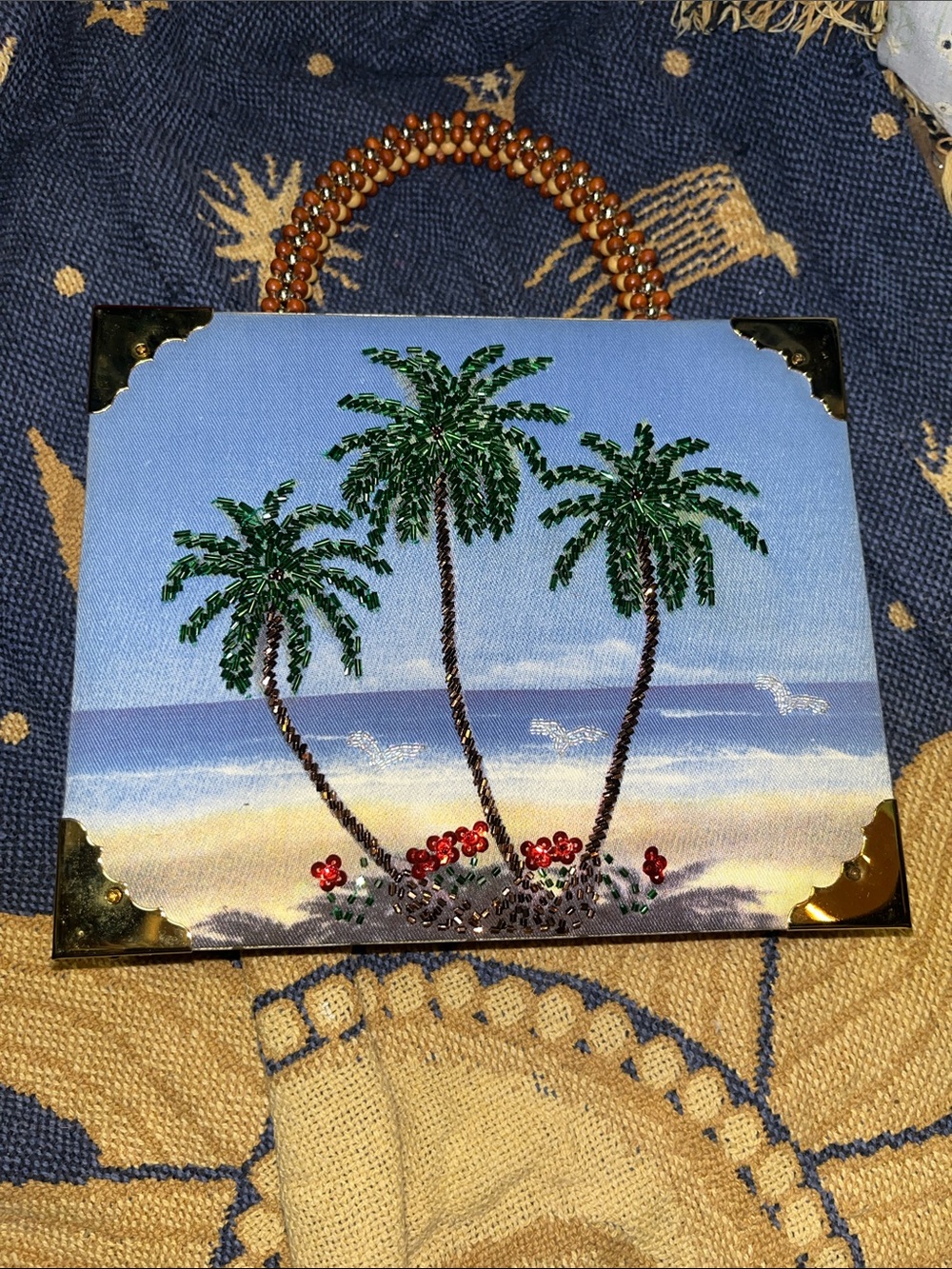 Braciano White Box Clutch Beaded Miami Box Purse